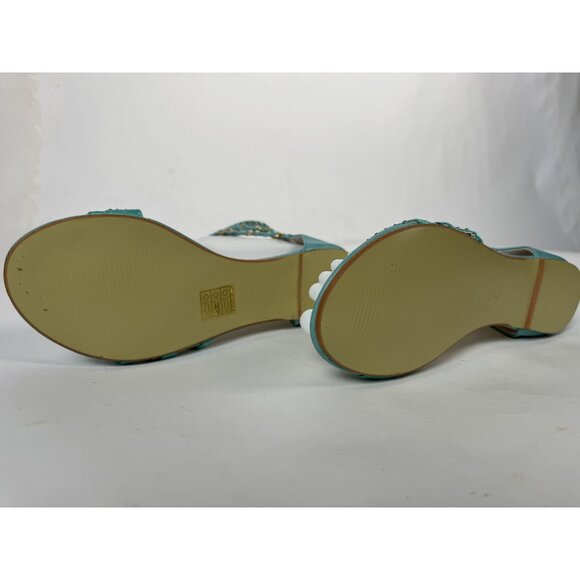 Turquoise Ankle Wrap Sandals With Gold Studs Size 7 By Mochi - Picture 11 of 16